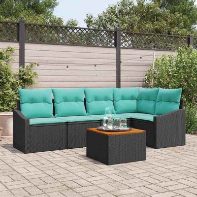 vidaXL Gartensofa-set mit Kissen 6 pcs Schwarz Poly-Rattan - Schwarz vidaXL Gartensofa-set mit Kissen 6 pcs Schwarz Poly-Rattan - Schwarz