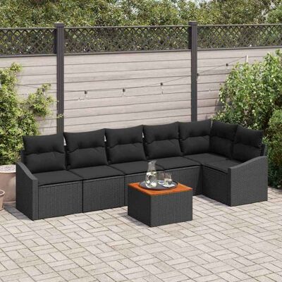 vidaXL Gartensofa-set mit Kissen 7 pcs Schwarz Poly-Rattan - Schwarz vidaXL Gartensofa-set mit Kissen 7 pcs Schwarz Poly-Rattan - Schwarz