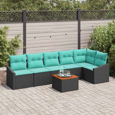 vidaXL Gartensofa-set mit Kissen 7 pcs Schwarz Poly-Rattan - Schwarz vidaXL Gartensofa-set mit Kissen 7 pcs Schwarz Poly-Rattan - Schwarz