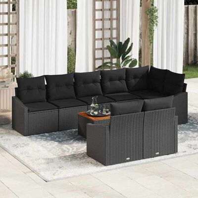 vidaXL Gartensofa-set mit Kissen 9 pcs Schwarz Poly-Rattan - Schwarz vidaXL Gartensofa-set mit Kissen 9 pcs Schwarz Poly-Rattan - Schwarz