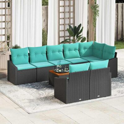 vidaXL Gartensofa-set mit Kissen 9 pcs Schwarz Poly-Rattan - Schwarz vidaXL Gartensofa-set mit Kissen 9 pcs Schwarz Poly-Rattan - Schwarz