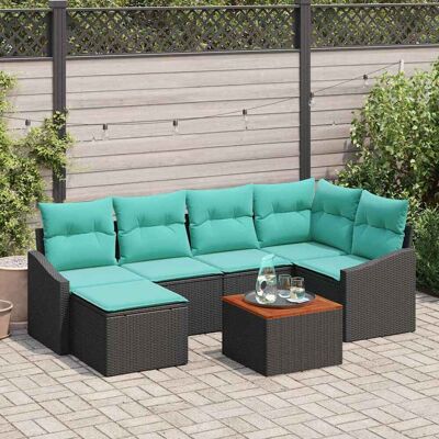 vidaXL Gartensofa-set mit Kissen 7 pcs Schwarz Poly-Rattan - Schwarz vidaXL Gartensofa-set mit Kissen 7 pcs Schwarz Poly-Rattan - Schwarz
