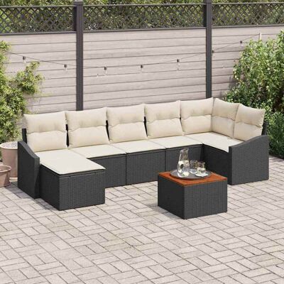 vidaXL Gartensofa-set mit Kissen 8 pcs Schwarz Poly-Rattan - Schwarz vidaXL Gartensofa-set mit Kissen 8 pcs Schwarz Poly-Rattan - Schwarz