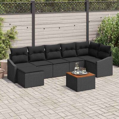 vidaXL Gartensofa-set mit Kissen 8 pcs Schwarz Poly-Rattan - Schwarz vidaXL Gartensofa-set mit Kissen 8 pcs Schwarz Poly-Rattan - Schwarz