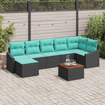 vidaXL Gartensofa-set mit Kissen 8 pcs Schwarz Poly-Rattan - Schwarz vidaXL Gartensofa-set mit Kissen 8 pcs Schwarz Poly-Rattan - Schwarz