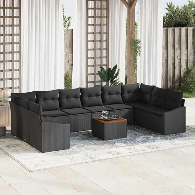 VIDAXL Gartensofa-Set 11 Stück - Schwarz, Modular, Wetterfest VIDAXL Gartensofa-Set 11 Stück - Schwarz, Modular, Wetterfest