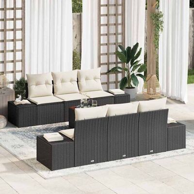vidaXL Gartensofa-set mit Kissen 7 pcs Schwarz Poly-Rattan - Schwarz vidaXL Gartensofa-set mit Kissen 7 pcs Schwarz Poly-Rattan - Schwarz