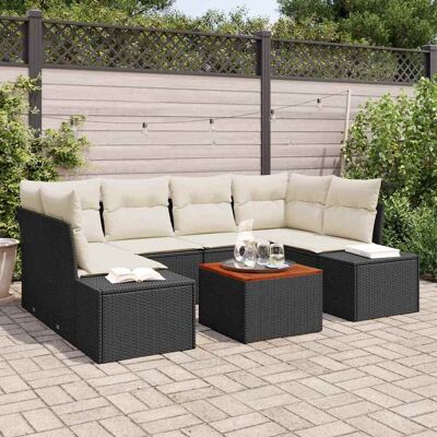 vidaXL Gartensofa-set mit Kissen 7 pcs Schwarz Poly-Rattan - Schwarz vidaXL Gartensofa-set mit Kissen 7 pcs Schwarz Poly-Rattan - Schwarz