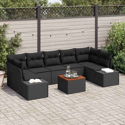 vidaXL Gartensofa-set mit Kissen 8 pcs Schwarz Poly-Rattan - Schwarz vidaXL Gartensofa-set mit Kissen 8 pcs Schwarz Poly-Rattan - Schwarz