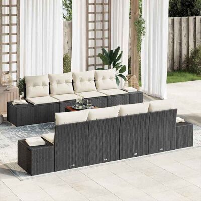 vidaXL Gartensofa-set mit Kissen 9 pcs Schwarz Poly-Rattan - Schwarz vidaXL Gartensofa-set mit Kissen 9 pcs Schwarz Poly-Rattan - Schwarz