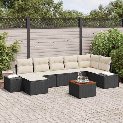 vidaXL Gartensofa-set mit Kissen 8 pcs Schwarz Poly-Rattan - Schwarz vidaXL Gartensofa-set mit Kissen 8 pcs Schwarz Poly-Rattan - Schwarz