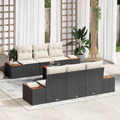 vidaXL Gartensofa-set mit Kissen 7 pcs Schwarz Poly Rattan - Schwarz vidaXL Gartensofa-set mit Kissen 7 pcs Schwarz Poly Rattan - Schwarz