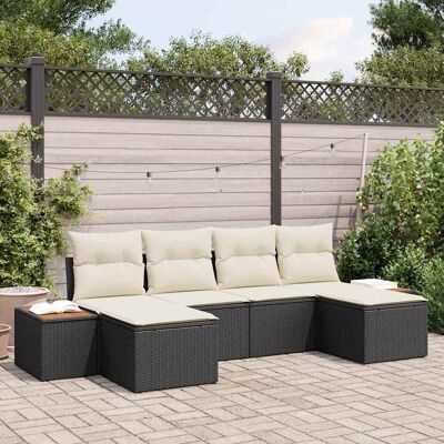 vidaXL Gartensofa-set mit Kissen 6 pcs Schwarz Poly-Rattan - Schwarz vidaXL Gartensofa-set mit Kissen 6 pcs Schwarz Poly-Rattan - Schwarz