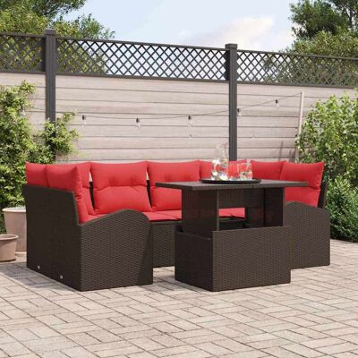 vidaXL Gartensofa-set mit Kissen 7 pcs Braun Poly-Rattan - Braun vidaXL Gartensofa-set mit Kissen 7 pcs Braun Poly-Rattan - Braun