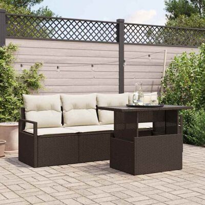 vidaXL Gartensofa-set mit Speicher mit Kissen 5 pcs Braun Poly-Rattan - Braun vidaXL Gartensofa-set mit Speicher mit Kissen 5 pcs Braun Poly-Rattan - Braun