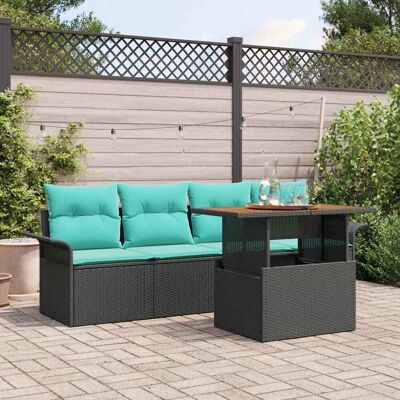 vidaXL Garten-Sofa-Set mit Kissen 5 pcs Schwarz und blau - Schwarz vidaXL Garten-Sofa-Set mit Kissen 5 pcs Schwarz und blau - Schwarz