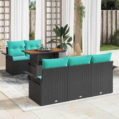 vidaXL Garten-Sofa-Set mit Kissen 6 pcs Schwarz und blau - Schwarz vidaXL Garten-Sofa-Set mit Kissen 6 pcs Schwarz und blau - Schwarz