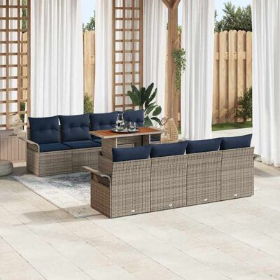 vidaXL Garten-Sofa-Set mit Kissen 7 pcs Grau und Marineblau - Grau vidaXL Garten-Sofa-Set mit Kissen 7 pcs Grau und Marineblau - Grau
