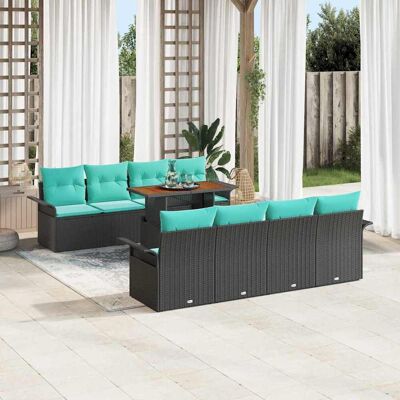 vidaXL Garten-Sofa-Set mit Kissen 7 pcs Schwarz und blau - Schwarz vidaXL Garten-Sofa-Set mit Kissen 7 pcs Schwarz und blau - Schwarz