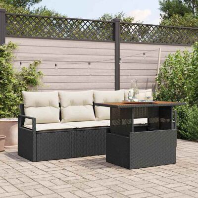 vidaXL Garten-Sofa-Set mit Kissen 5 pcs Schwarz und Creme - Schwarz vidaXL Garten-Sofa-Set mit Kissen 5 pcs Schwarz und Creme - Schwarz