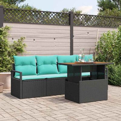 vidaXL Garten-Sofa-Set mit Kissen 5 pcs Schwarz und blau - Schwarz vidaXL Garten-Sofa-Set mit Kissen 5 pcs Schwarz und blau - Schwarz