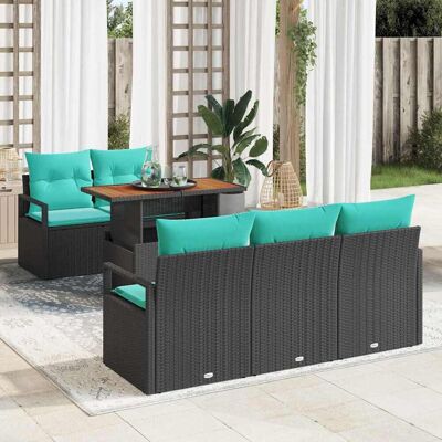 vidaXL Garten-Sofa-Set mit Kissen 6 pcs Schwarz und blau - Schwarz vidaXL Garten-Sofa-Set mit Kissen 6 pcs Schwarz und blau - Schwarz