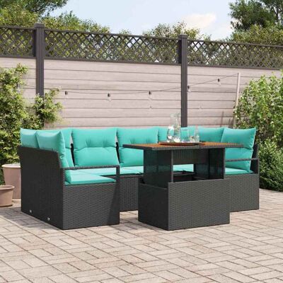 vidaXL Garten-Sofa-Set mit Kissen 7 pcs Schwarz und blau - Schwarz vidaXL Garten-Sofa-Set mit Kissen 7 pcs Schwarz und blau - Schwarz