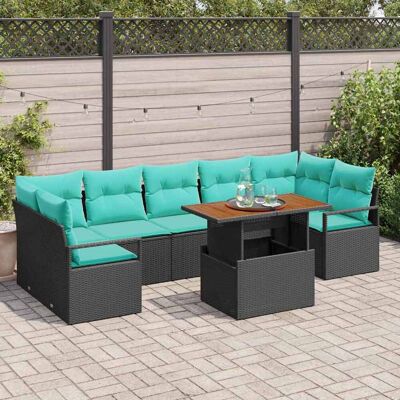 vidaXL Garten-Sofa-Set mit Kissen 8 pcs Schwarz und Teal - Schwarz vidaXL Garten-Sofa-Set mit Kissen 8 pcs Schwarz und Teal - Schwarz