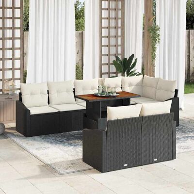 vidaXL Garten-Sofa-Set mit Kissen mit Kissen 9 pcs Schwarz und Creme - Schwarz vidaXL Garten-Sofa-Set mit Kissen mit Kissen 9 pcs Schwarz und Creme - Schwarz