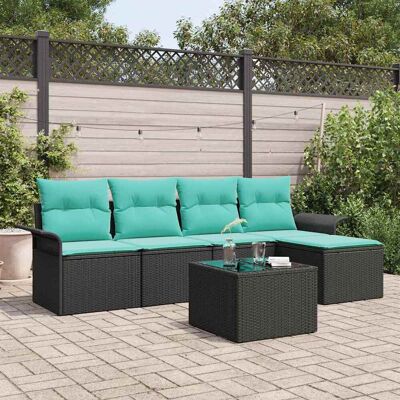 vidaXL Gartensofa-set mit Speicher 6 pcs Schwarz Poly-Rattan - Schwarz vidaXL Gartensofa-set mit Speicher 6 pcs Schwarz Poly-Rattan - Schwarz