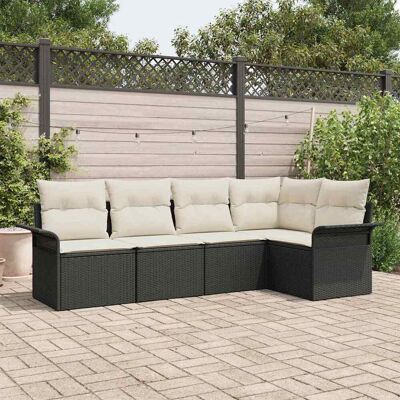 vidaXL Gartensofa-set mit Speicher 5 pcs Schwarz Poly-Rattan - Schwarz vidaXL Gartensofa-set mit Speicher 5 pcs Schwarz Poly-Rattan - Schwarz