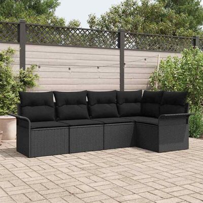 vidaXL Gartensofa-set mit Speicher 5 pcs Schwarz Poly-Rattan - Schwarz vidaXL Gartensofa-set mit Speicher 5 pcs Schwarz Poly-Rattan - Schwarz