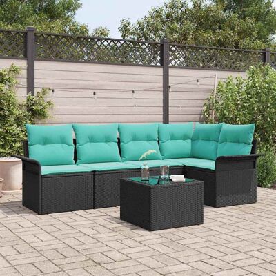 vidaXL Gartensofa-set mit Speicher 6 pcs Schwarz Poly-Rattan - Schwarz vidaXL Gartensofa-set mit Speicher 6 pcs Schwarz Poly-Rattan - Schwarz