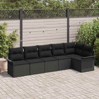 vidaXL Garten-Sofa-Set mit Kissen 6 pcs Schwarz Poly Rattan - Schwarz vidaXL Garten-Sofa-Set mit Kissen 6 pcs Schwarz Poly Rattan - Schwarz