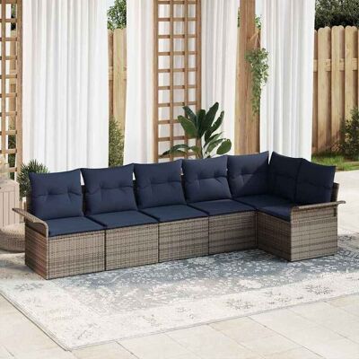 vidaXL Gartensofa-set mit Speicher 6 pcs Grau Poly-Rattan - Grau vidaXL Gartensofa-set mit Speicher 6 pcs Grau Poly-Rattan - Grau