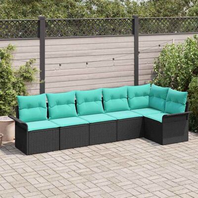 vidaXL Gartensofa-set mit Speicher 6 pcs Schwarz Poly-Rattan - Schwarz vidaXL Gartensofa-set mit Speicher 6 pcs Schwarz Poly-Rattan - Schwarz