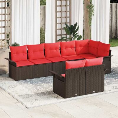 vidaXL Gartensofa-set mit Speicher 8 pcs Braun Poly-Rattan - Braun vidaXL Gartensofa-set mit Speicher 8 pcs Braun Poly-Rattan - Braun