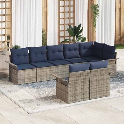 vidaXL Gartensofa-set mit Speicher 8 pcs Grau Poly-Rattan - Grau vidaXL Gartensofa-set mit Speicher 8 pcs Grau Poly-Rattan - Grau