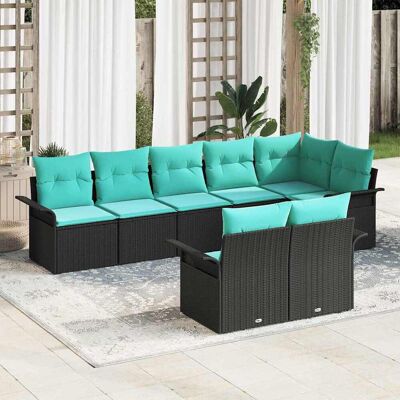 vidaXL Gartensofa-set mit Speicher 8 pcs Schwarz Poly-Rattan - Schwarz vidaXL Gartensofa-set mit Speicher 8 pcs Schwarz Poly-Rattan - Schwarz