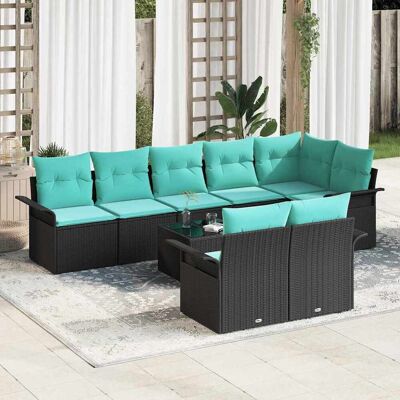 vidaXL Gartensofa-set mit Speicher 9 pcs Schwarz Poly-Rattan - Schwarz vidaXL Gartensofa-set mit Speicher 9 pcs Schwarz Poly-Rattan - Schwarz