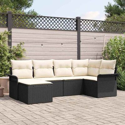 vidaXL Gartensofa-set mit Speicher 6 pcs Schwarz Poly-Rattan - Schwarz vidaXL Gartensofa-set mit Speicher 6 pcs Schwarz Poly-Rattan - Schwarz