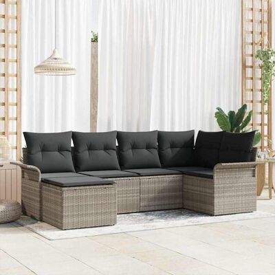vidaXL Gartensofa-set mit Speicher 6 pcs Hellgrau Poly-Rattan - Grau vidaXL Gartensofa-set mit Speicher 6 pcs Hellgrau Poly-Rattan - Grau