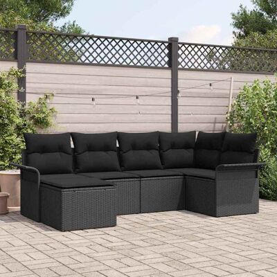 vidaXL Gartensofa-set mit Speicher 6 pcs Schwarz Poly-Rattan - Schwarz vidaXL Gartensofa-set mit Speicher 6 pcs Schwarz Poly-Rattan - Schwarz