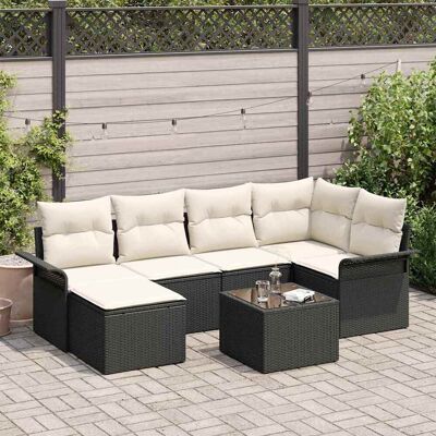 vidaXL Gartensofa-set mit Speicher 7 pcs Schwarz Poly-Rattan - Schwarz vidaXL Gartensofa-set mit Speicher 7 pcs Schwarz Poly-Rattan - Schwarz