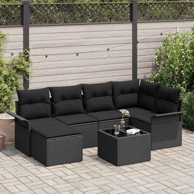 vidaXL Gartensofa-set mit Speicher 7 pcs Schwarz Poly-Rattan - Schwarz vidaXL Gartensofa-set mit Speicher 7 pcs Schwarz Poly-Rattan - Schwarz