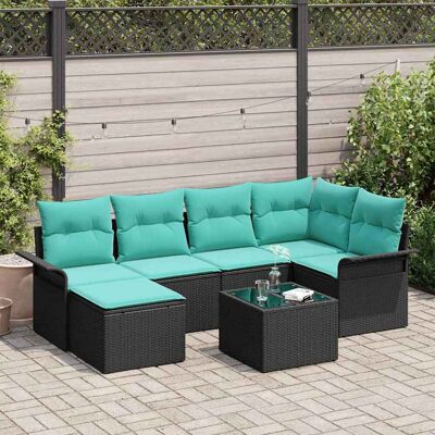vidaXL Gartensofa-set mit Speicher 7 pcs Schwarz Poly-Rattan - Schwarz vidaXL Gartensofa-set mit Speicher 7 pcs Schwarz Poly-Rattan - Schwarz