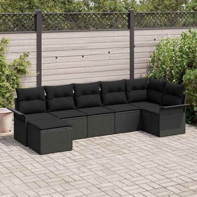 vidaXL Gartensofa-set mit Speicher 7 pcs Schwarz Poly-Rattan - Schwarz vidaXL Gartensofa-set mit Speicher 7 pcs Schwarz Poly-Rattan - Schwarz