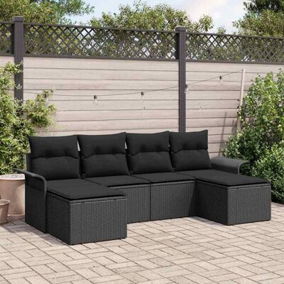 vidaXL Gartensofa-set mit Speicher 6 pcs Schwarz Poly-Rattan - Schwarz vidaXL Gartensofa-set mit Speicher 6 pcs Schwarz Poly-Rattan - Schwarz