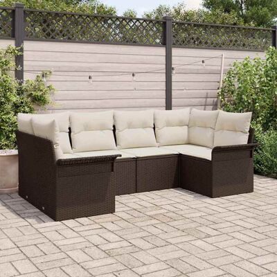 vidaXL Garten-Sofa-Set mit Speicher 6 pcs Braun Poly Rattan - Braun vidaXL Garten-Sofa-Set mit Speicher 6 pcs Braun Poly Rattan - Braun