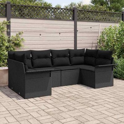 vidaXL Garten-Sofa-Set mit Speicher 6 pcs Schwarz Poly Rattan - Schwarz vidaXL Garten-Sofa-Set mit Speicher 6 pcs Schwarz Poly Rattan - Schwarz